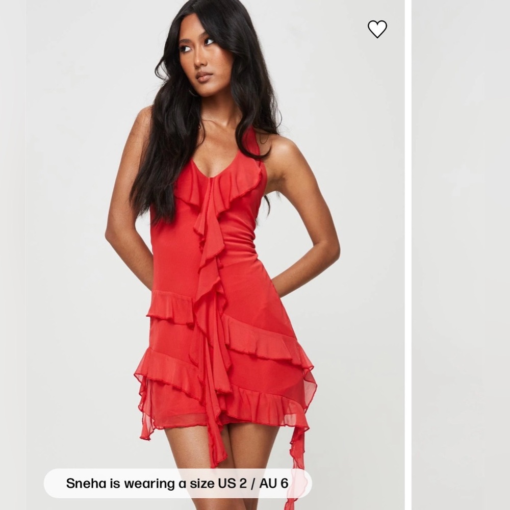 Princess Polly Fig Ruffle Mini Dress Red